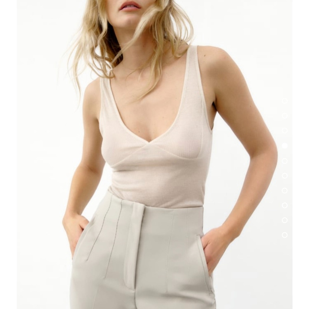 Zara Oyster White High Waisted Pants